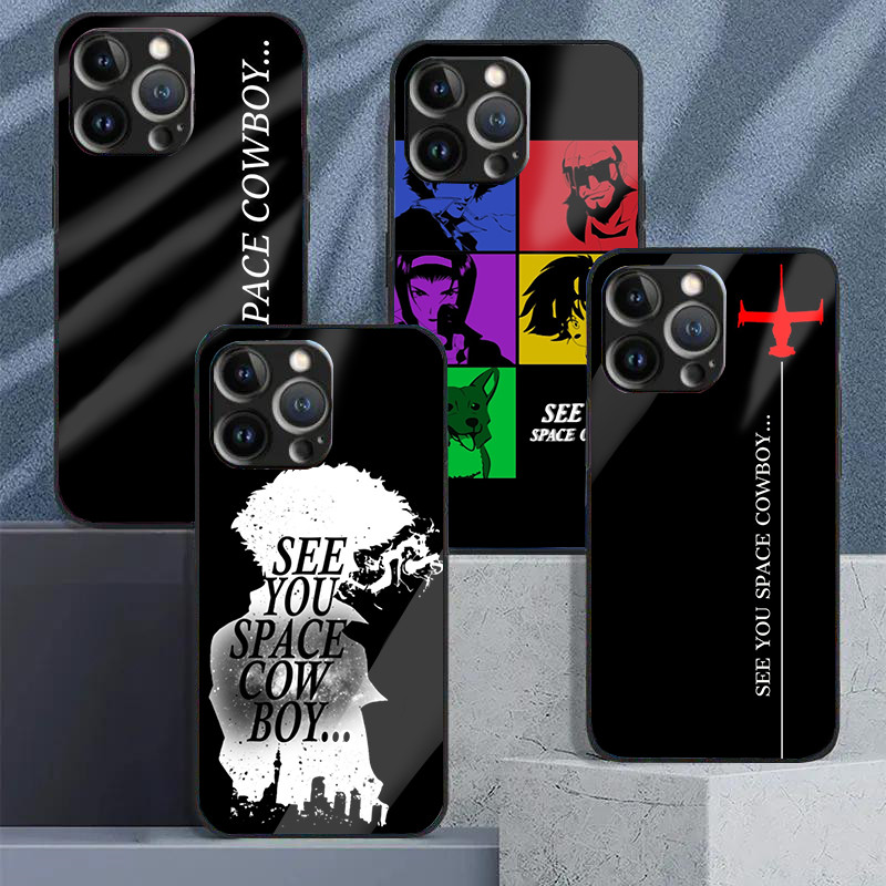 Ốp Điện Thoại Kính Cường Lực Không Gian Cowboy Bebop See You Cho IPhone 15 14 13 12 11 Pro XS Max Plus Mini X XR 8 7 6s SE2 / 3