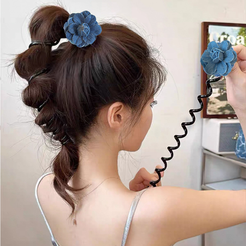 1 / 2 Dây buộc tóc thời trang, ngọt ngào, dễ thương - Dây điện thoại co giãn hoa cao bồi Scrunchie - Dây buộc tóc đuôi ngựa - Dây buộc tóc dây điện thoại đầy màu sắc dành cho nữ - Phụ kiện tóc
