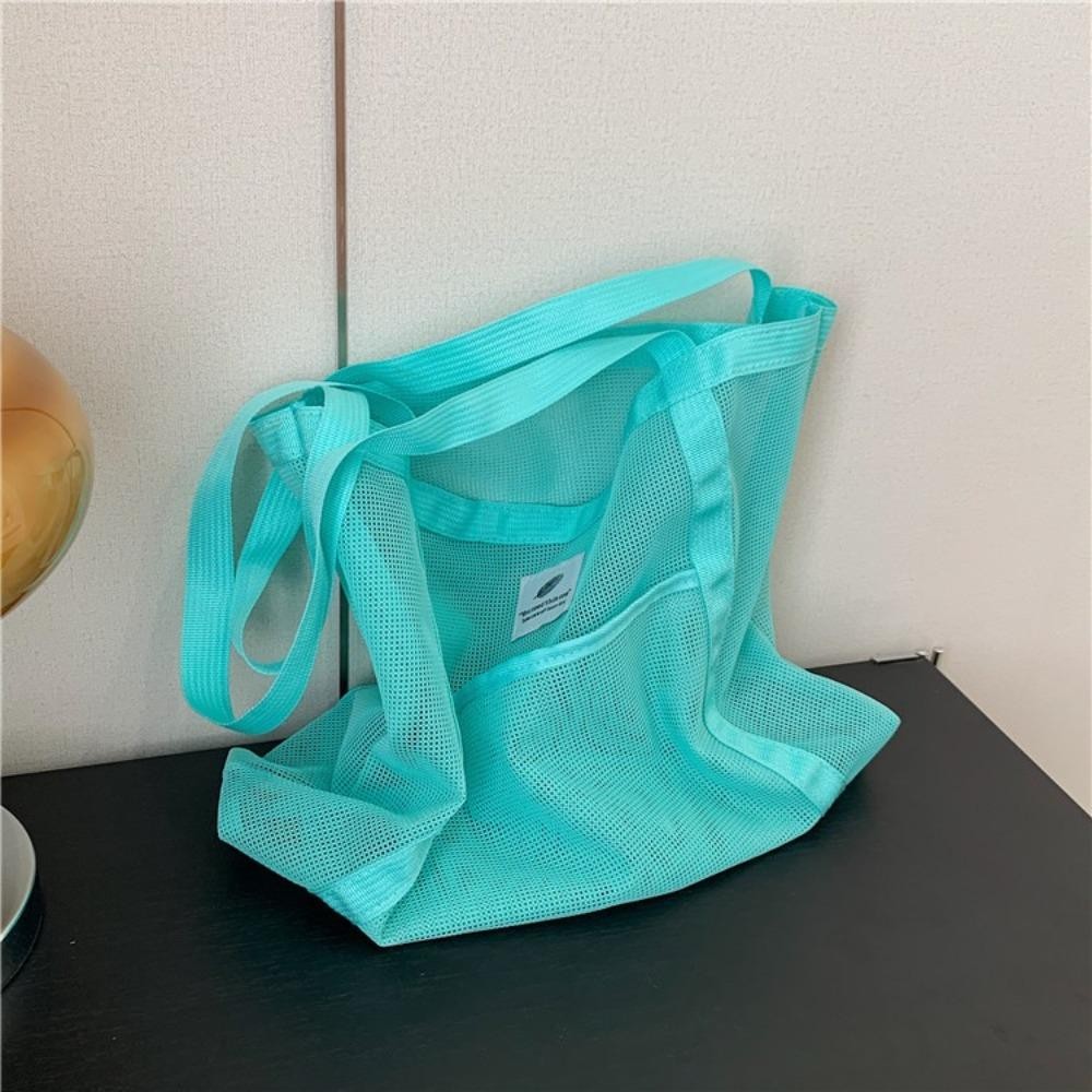 Túi đeo vai lưới HOBBYIN, Túi đi biển du lịch khô nhanh lưới, Túi xách Tote mua sắm trong suốt thông thường bền bỉ dành cho nữ