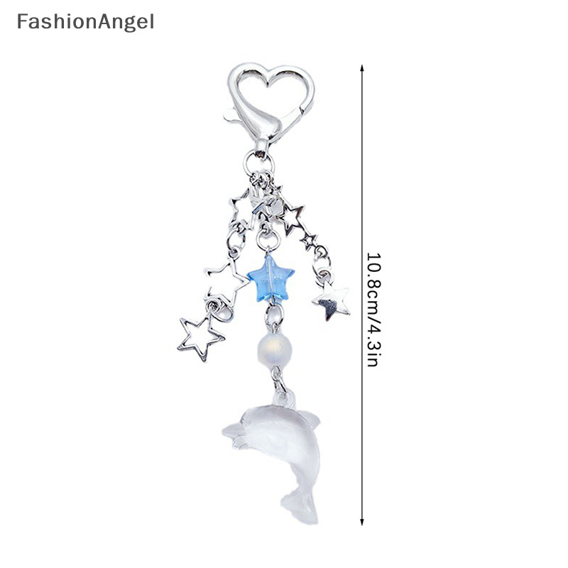 FashionAngel Năm Cánh Sao Biển Cá Heo Ngọc Trai Men Móc Khóa Đẹp Biển Bãi Biển Mặt Dây Để Làm Handmade Tự Làm Xe Dây Xích TH