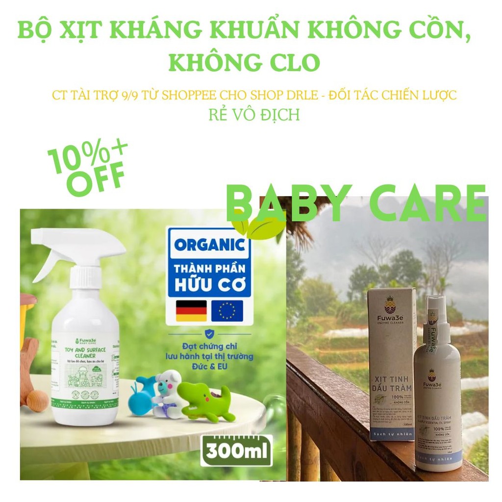 Xịt kháng khuẩn, ngừa cúm đuổi côn trùng Fuwa3e hữu cơ tinh dầu tràm HL Cineol đạt 74.2% size lớn TK
