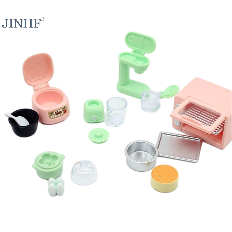 JINHF 1 Bộ 1: 12 Nhà Búp Bê Bếp Cơm Thu Nhỏ Lò Vi Sóng Máy Trái Cây Trứng Hấp Đồ Dùng Nhà Bếp Mô Hình Trang Trí Nhà Búp Bê Phụ Kiện HOT