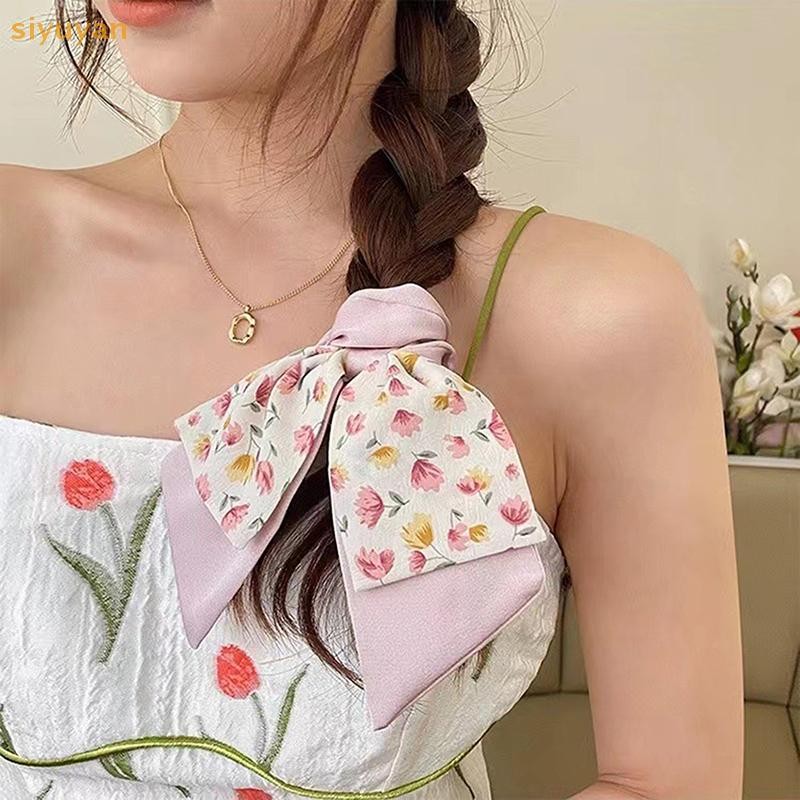 Siyuyan Họa Tiết Hoa Nơ Co Giãn Tóc Nữ Dây Buộc Tóc Nữ Thanh Lịch Ruy Băng Cao Su Mũ Bé Gái Nữ Phụ Kiện Tóc VN