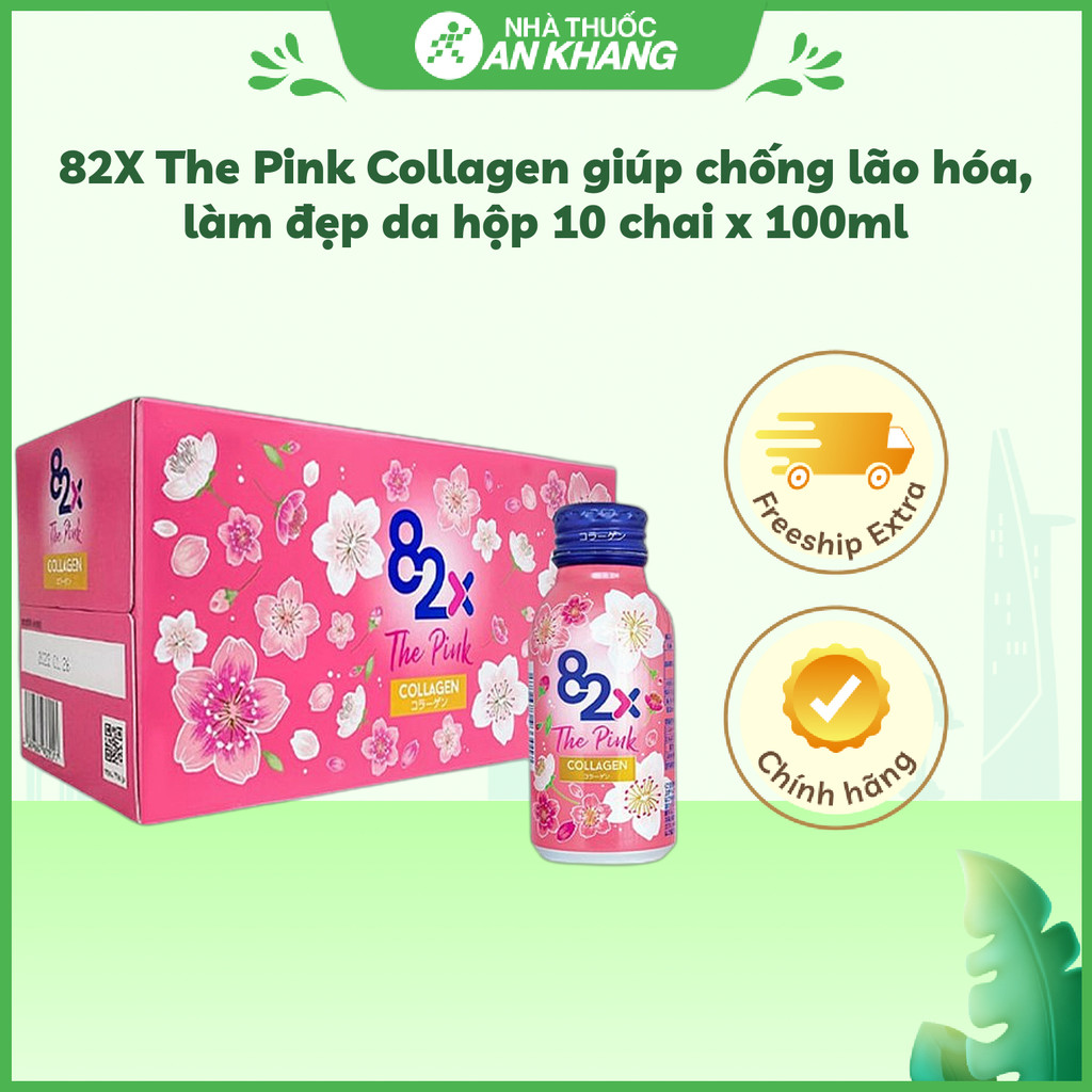 82X The Pink Collagen giúp chống lão hóa, làm đẹp da hộp 10 chai x 100ml