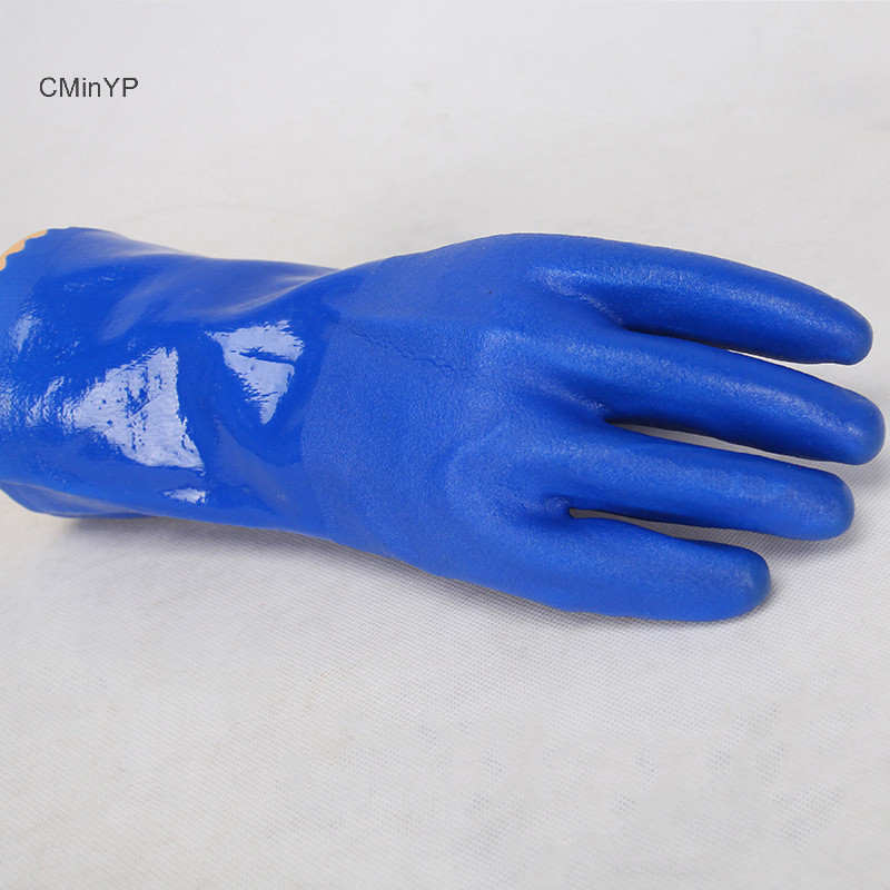 Găng tay bảo hộ PVC chống trơn trượt, dày, chống ăn mòn hóa chất, chống mài mòn, không thấm nước