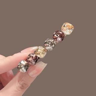 Mauropoli [Sẵn sàng] Kẹp mỏ vịt pha lê màu tím tinh tế cao cấp Kẹp phẳng Full Diamond Classy Bangs Clip Kẹp mỏ vịt Kẹp tóc Kẹp bên