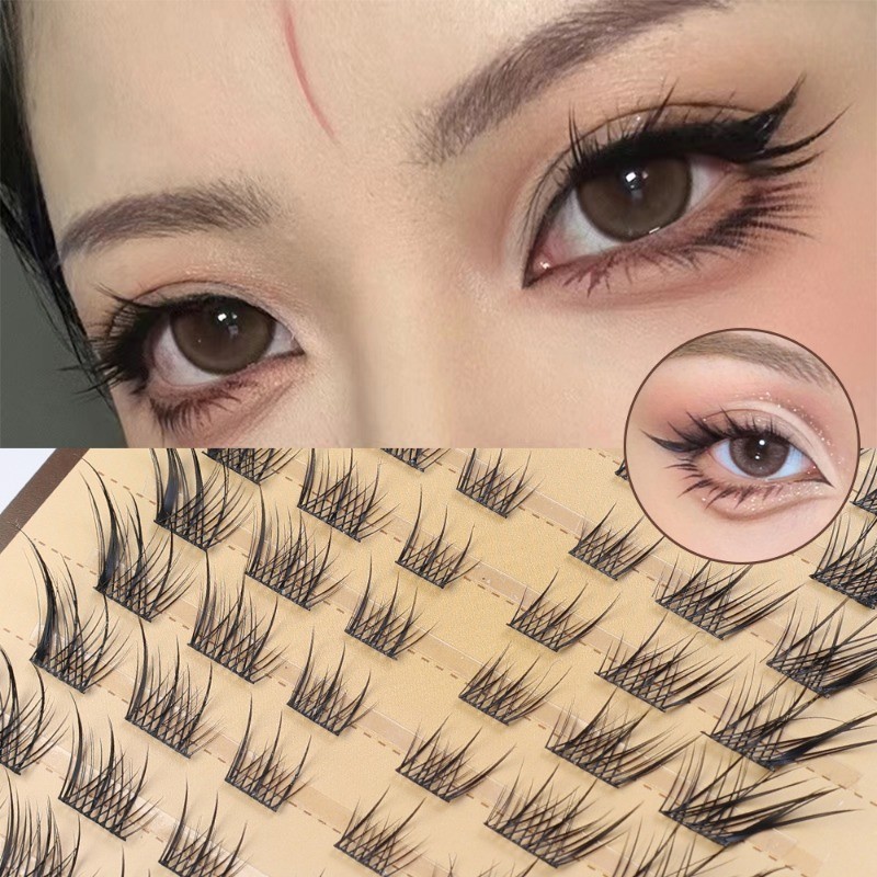 Lông mi giả Fox - Lông mi giả dạng cụm đơn dành cho nữ - Công cụ mở rộng lông mi mắt - 3D uốn cong tự nhiên dày dài - Lông tơ, chéo, lộn xộn