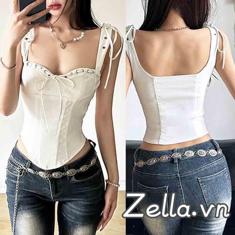 Áo ba lỗ mùa hè dành cho nữ Áo ba lỗ dây rút cổ điển