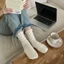 Tất Ruffle 1 Cặp, Tất Dệt Kim Màu Trơn Phong Cách Nhật Bản JK, Tất Cotton Giữa Ống Bé Gái