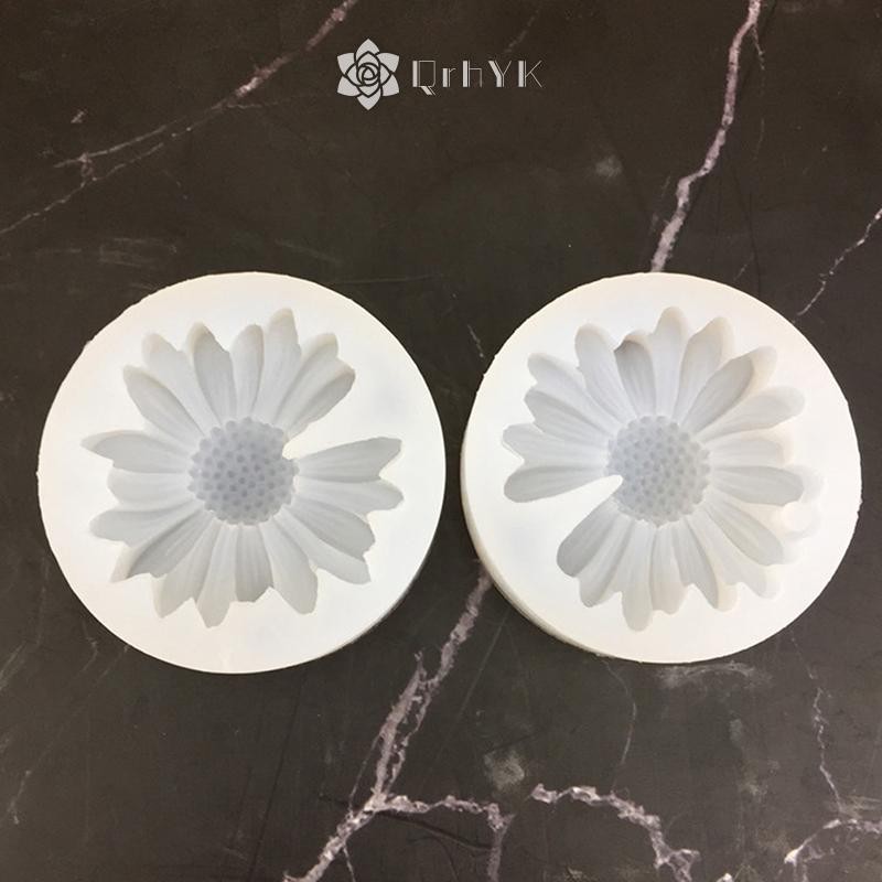 Qrhyk Hoa Cúc Hoa Cúc Khuôn Silicon Có Lỗ Ô Tô Epoxy Handmade Xà Phòng Khuôn DIY Trang Trí Kẹo Đóng Băng Khuôn Mới