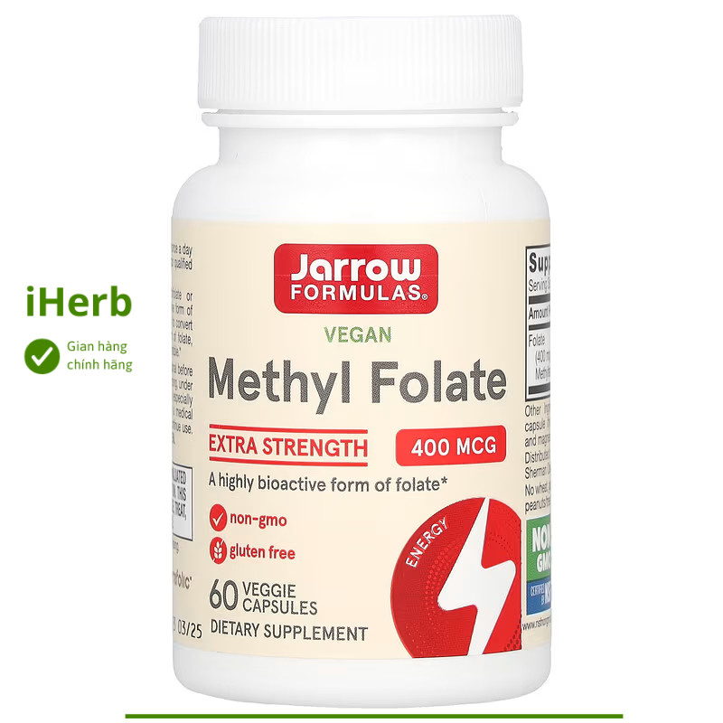 Methyl Folate 400 mcg lọ 60 viên của Jarrow Formulas - iHerb Việt Nam ...
