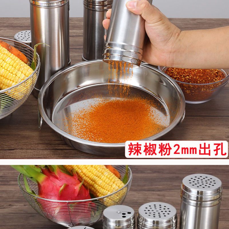 Hộp Gia Vị Muối Bình Lắc Thép Không Gỉ Thịt Nướng Gia Vị Lọ Tiêu Ớt Bột Gia Vị Rắc Chai Cumin Bếp Bình