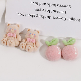 Phim hoạt hình đổ xô thỏ trắng màu hồng nơ cà phê Gấu kẹp tóc phụ kiện trang sức Tự Làm Miếng dán nhựa