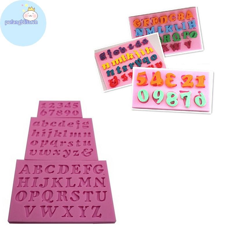 Pufangbliss 3 Cái Mới Chữ & Số Silicon Handmade Fondant Bánh Decoag DIY Khuôn VN