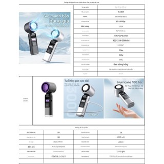 Quạt Mini Cầm Tay Chính Hãng, Tốc Độ Gió Mạnh, Đa Chế Độ, Gập 180 Độ