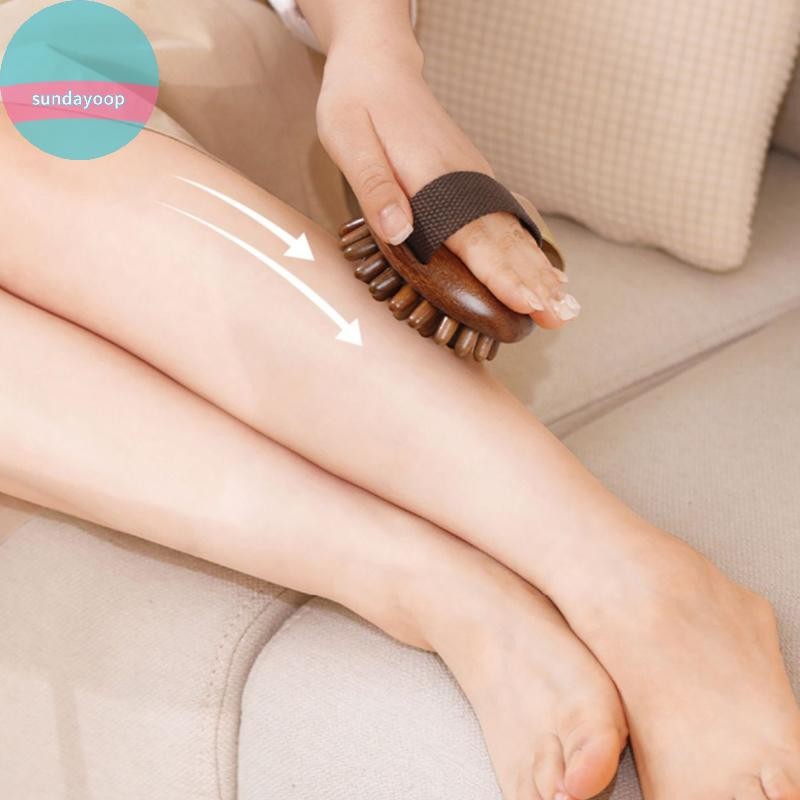 Sund Bàn chải massage kinh tuyến bằng gỗ túi khí cho da đầu, bụng, chân; dụng cụ massage 5 yếu tố, hỗ trợ lưu thông