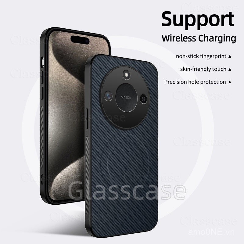 Ốp Cho Honor X9B X9C smart X9Csmart X7B X7C HonorX9C HonorX7C Họa Tiết Sợi Carbon Hút Từ Tính Đơn Giản Màu Trơn Vỏ Điện Thoại Ống Kính Bảo Vệ Toàn Diện Ốp Lưng Chống Sốc CXS