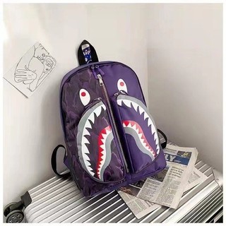2024 mới cá mập đi học bape cá tính graffiti ba lô học sinh thời trang nam nữ ba lô hợp thời trang