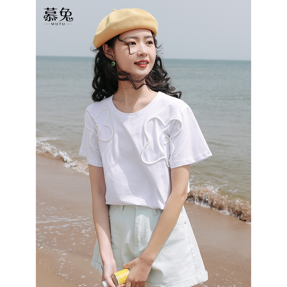 Thiết Kế Niche Tím Tay Ngắn Nữ Mùa Hè 2026 Phong Cách Mới Pháp Rời Nguyên Chất Cotton Sang Trọng Top Áo Thun