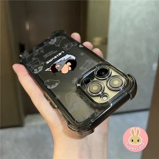 Vỏ AirBag Màu Đen Hoạt Hình Cho OPPO A5i A3 Pro NFC A3X A60 A40 A40M A98 A97 A96 A80 A79 A78 A76 A36 A57 2022 A57E A57S 5G 4G Vỏ Điện Thoại Mềm Chống Sốc Crayon Shin-chan Dễ Thương
