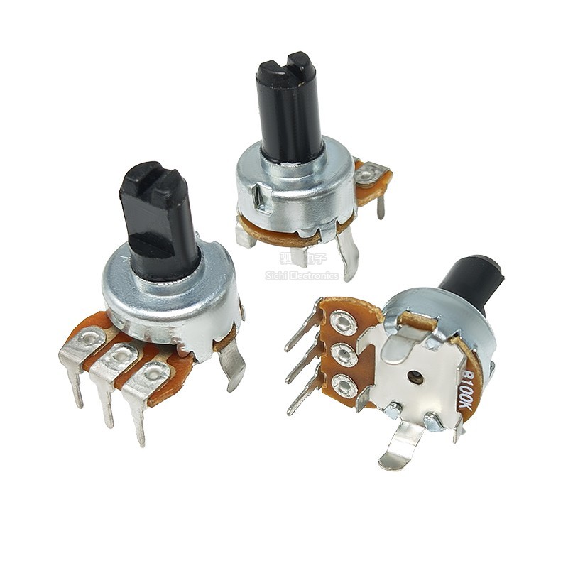 121 Loại Đơn Xoay Điện Áp 3-Pin B10K50K100K Nửa Trục Plum Tay Cầm Bộ Khuếch Đại Công Suất Điều Chỉnh Âm Lượng Âm Thanh