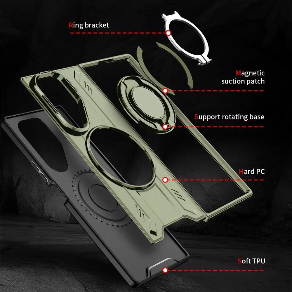 Chắc chắn 360° Giá đỡ nhẫn Chân đế Ốp điện thoại cho Samsung Galaxy Z Fold 7 Fold7 5G TPU + PC Vỏ bảo vệ chống sốc
