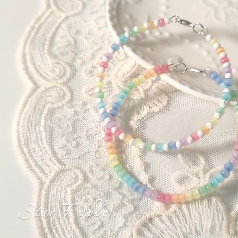 Vòng tay đính cườm màu cầu vồng, Thiết kế hạt mắt mèo Vòng tay nguyên bản cho bé gái dễ thương