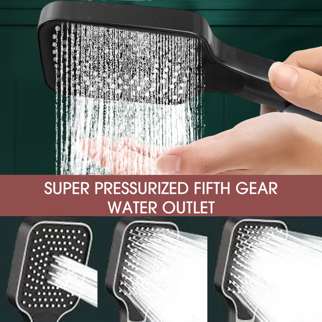[H & L] Đầu vòi hoa sen cao áp tiết kiệm nước - Ống linh hoạt, 4 / 4 "" Đa năng Phù hợp cho phòng tắm, Màu xám / Bạc Phong cách tối giản