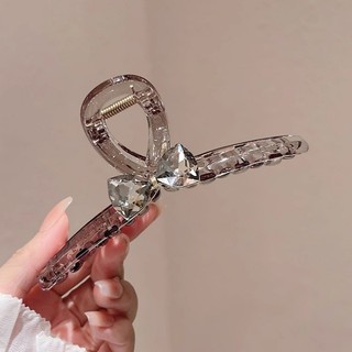 Kẹp tóc kim cương pha lê màu nâu đen, ánh sáng Hàn Quốc, cảm giác cao cấp