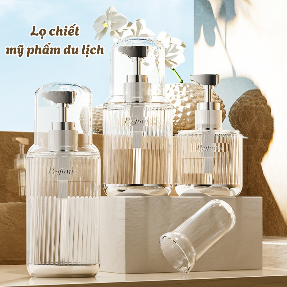 Combo Lọ Chiết Mỹ Phẩm Du Lịch Trong Suốt Nắp Nhấn Cao Cấp Thiết Kế Sang Trọng, Tiện Lợi Mang Theo DinoHome