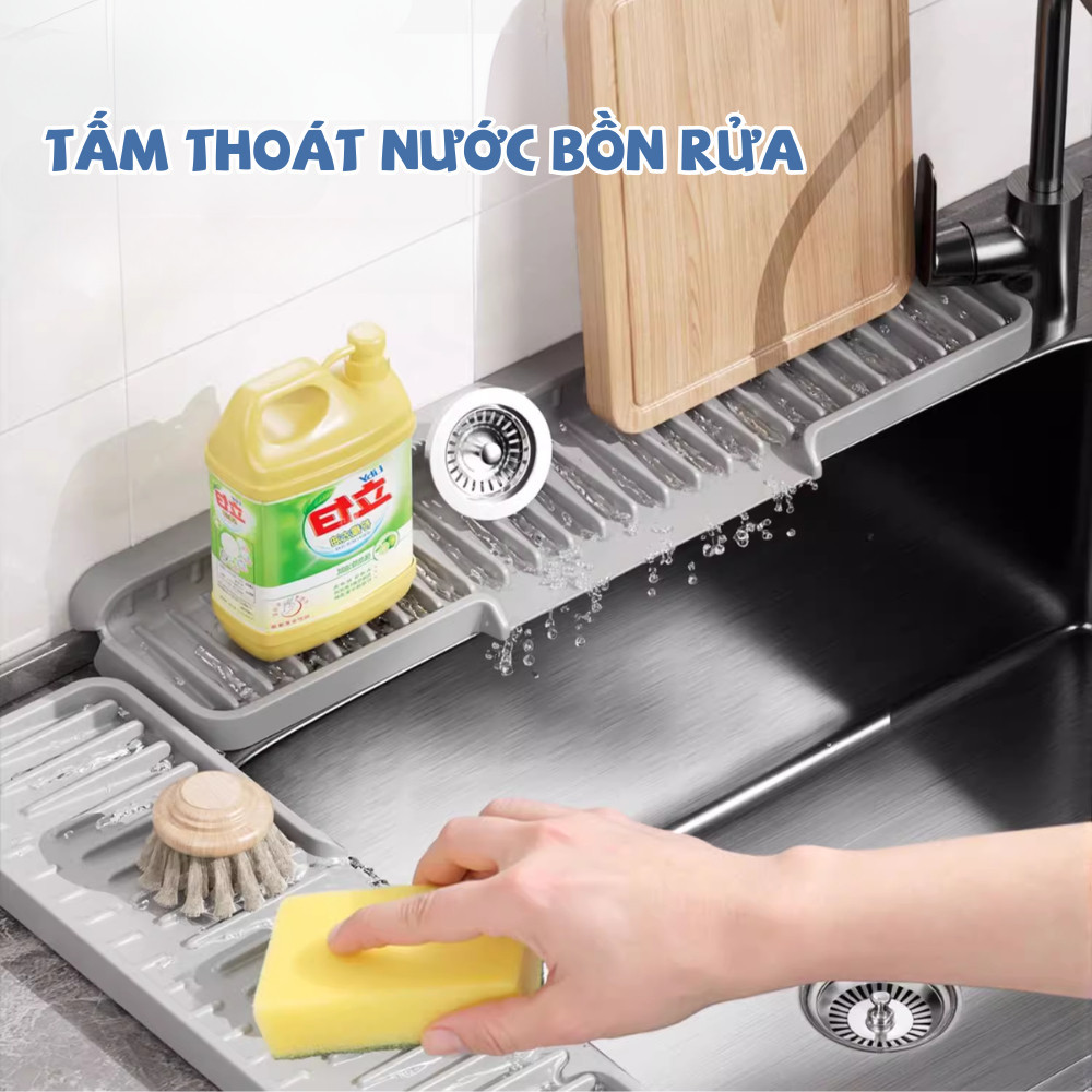 Tấm Thoát Nước Bồn Rửa Bát Silicon Chống Tràn, Tấm Chắn Nước Bồn Rửa Chén Chống Thấm, Dễ Vệ Sinh