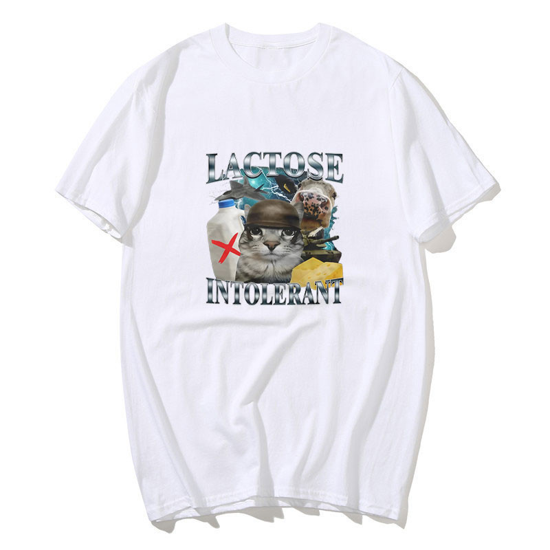 Áo Thun Cotton Nam/Nữ Phong Cách Retro Với Họa Tiết Mèo Meme Ngộ Nghĩnh, Quá Khổ, Thích Hợp Mặc Thời Trang Mọi Lứa Tuổi