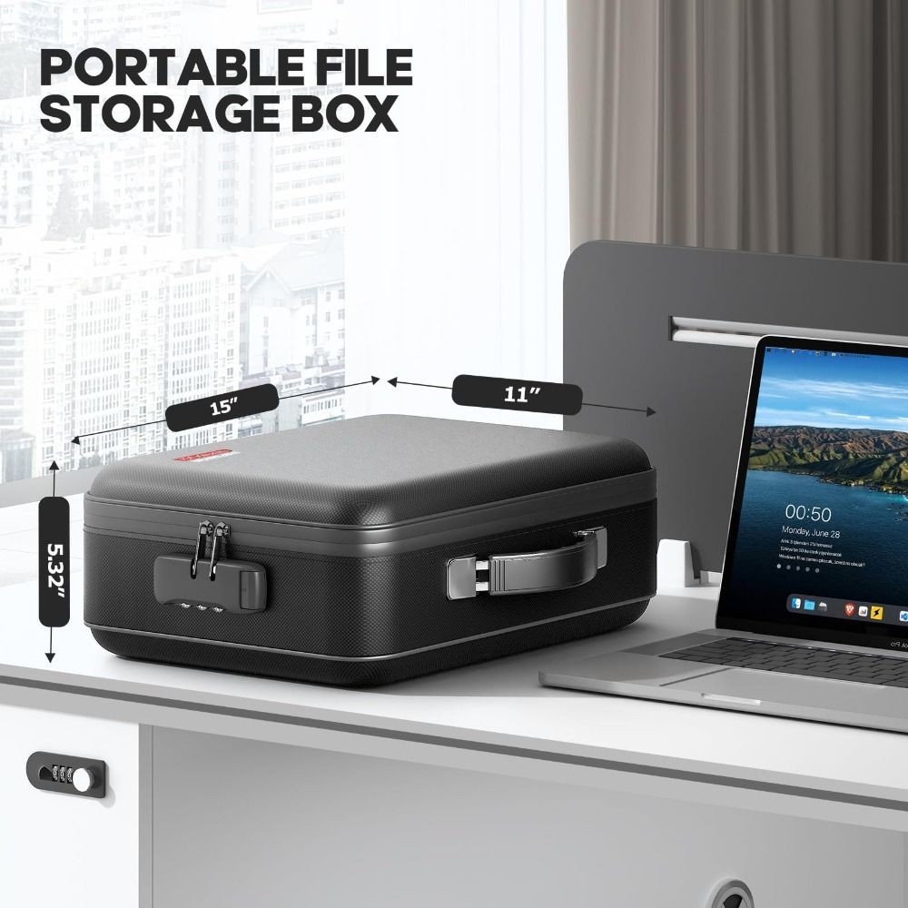 Hộp tài liệu HIGHVIEWLS, có khóa Coad Hộp tài liệu chống cháy chống nước, Hộp đựng hồ sơ vỏ cứng di động chống cháy cho các tài liệu quan trọng