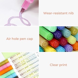 2026 Bút đánh dấu để làm nổi bật Bộ đánh dấu phác thảo Highlighter hai dòng Bút đánh dấu sơn kim loại cho bút giấy đen Long lanh Bút lưu niệm Đồ dùng 1 Bộ nhựa an toàn dễ sử dụng cho trẻ em