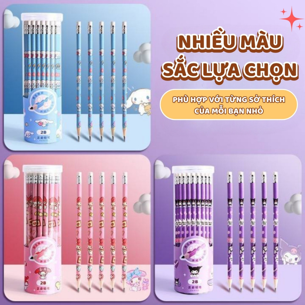 Hộp 30 Bút Chì 2B Cực Đậm - Bút Chì Gỗ Hoạt Hình Dễ Thương, Nét Mịn Đều, Ngòi Bền, Thích Hợp Tập Viết/Vẽ
