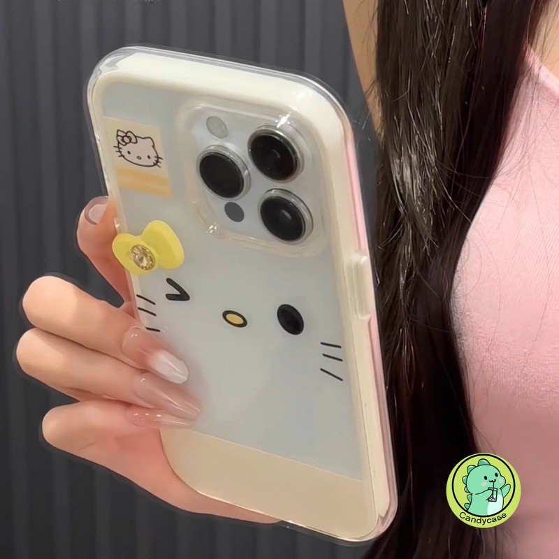 Ốp Điện Thoại Kitty Fase 2 Trong 1 Cho Honor X9C Smart X9B X9A X9 Magic 7 6 5 Pro 4 Lite 5G 4G Vỏ Sang Trọng Hoạt Hình Dễ Thương Mèo 3D Nơ Trong Suốt Chống Rơi Vỏ Mềm