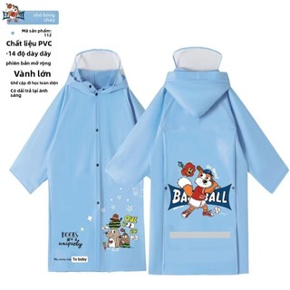 Áo mưa trẻ em Kuromi dễ thương - Chống thấm nước, có vạch phản quang, đựng được cặp sách