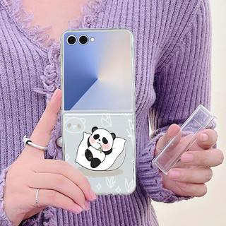 Phim Hoạt Hình Họa Tiết Gấu Trúc Trong Suốt Ốp Lưng Điện Thoại Samsung Galaxy Z Flip 7 Flip 6 Flip 5 Flip 4 Flip 3 5G Full Bản Lề Cứng PC Gấp Bao Da Cho Samsung Z Flip 7 6 5 4 3