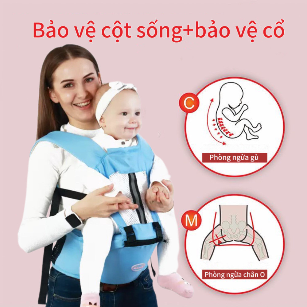 Địu Em Bé 6 tư thế cho bé Thương Hiệu iiko có ghế ngồi Địu Ngồi Cho Bé Chống Gù Có Đệm Ngồi bé từ