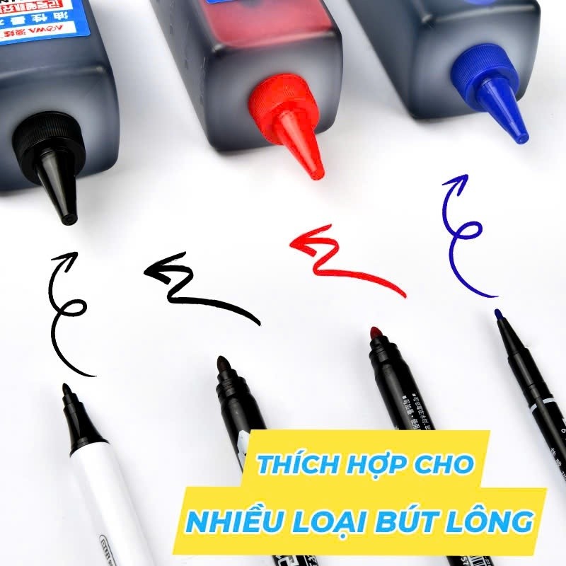 Mực Đổ Bút Lông Dầu Không Xóa Được Dung Tích Lớn, Khô Nhanh, Chuyên Dụng Cho Văn Phòng/Kho Hàng