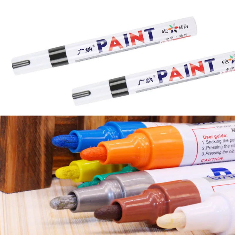 Trắng Lốp Sơn Bút 1 Bút Đánh Dấu Thường Trực Chống Thấm Nước Cho Bánh Xe Ô Tô Cao Su Graffiti Touch Up Kim Loại CD Oily Mark