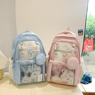 Balo Nhiều Ngăn Trong Suốt Túi Lưới Nữ Đi Học Pastel Tặng Kèm Móc Khoá Đựng Tiền TV98