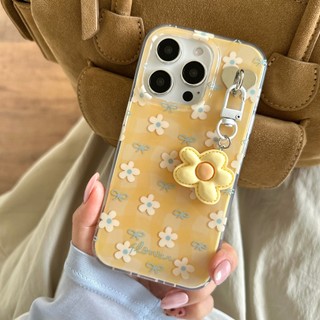 Hàn Quốc Ins Nơ Hoa Vàng Mặt Dây Chuyền Hai Lớp imd Ốp Lưng Điện Thoại iPhone 16Promax 16Pro 14 15 Pro Max 13 Ngọt Ngào Nữ Tính Vỏ Di Động