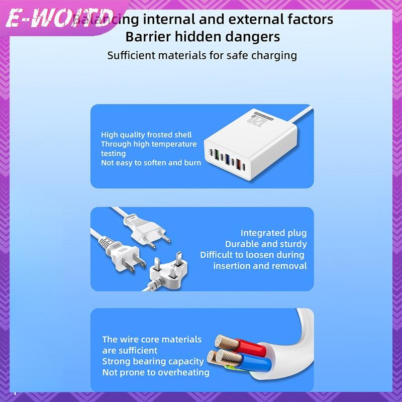 E-WOITD 120W USB Type-C Máy Tính Để Bàn Sạc Điện Thoại PD Power Station Cho Huawei Cho Máy Tính Bảng HNVN