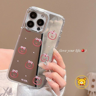 Ốp Gương Họa Tiết Apple Cho OPPO A60 A58 A58X A97 A95 A93S A92 A78 A77 A77S A74 A73 A72 A57 A56S A56 A55 A55S A54 A53S A53 A52 A16 Ốp lưng Hoạt Hình Dễ Thương Chống Rơi
