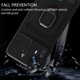 Dành Cho Xiaomi 12T / 12T Pro Ốp Lưng 4 Trong 1 Trượt Camera Bao Đựng Thẻ Đứng Vuông Freebie Dây Chống Sốc Chống Rơi Mỏng Mềm TPU Cover