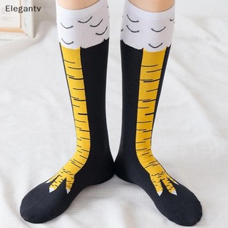 EGN Tất gà chân nữ dài đến đầu gối, họa tiết hoạt hình ngộ nghĩnh, chất liệu cotton với thiết kế 3D