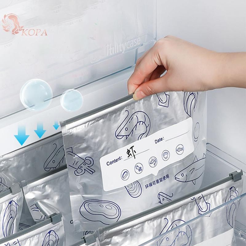 KOPA 10 Cái / túi Tủ Đông Chống Rò Rỉ Nhà Bếp An Toàn Túi Tươi Túi Nhôm Dung Tích Lớn Túi Đựng Thực Phẩm Tươi Giữ Có Thể Tái Sử Dụng Túi Khóa Zip VN