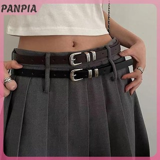 PANPIA-Đèn Thắt Lưng Mỏng Đơn Giản Thời Trang Cho Nữ Bé Gái Tối Giản Màu Trơn Đa Năng Thắt Lưng Hợp Kim Sáng Tạo Khóa Trang Trí Thắt Lưng