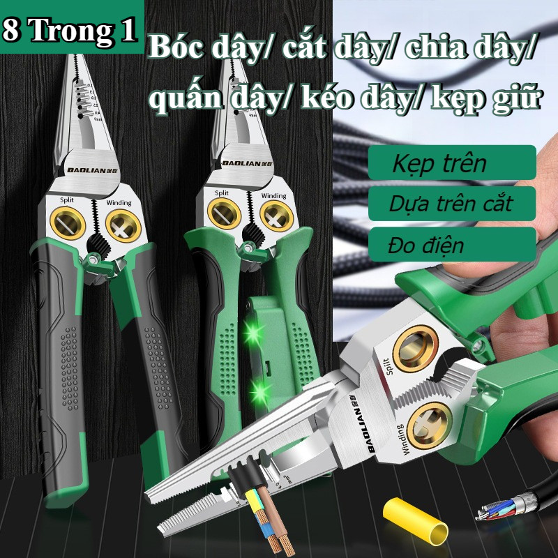 8 Trong 1 Dây Tước Kìm Điện Cáp Vũ Nữ Thoát Y,may tuốt dây thép không gỉ với máy kiểm tra điện